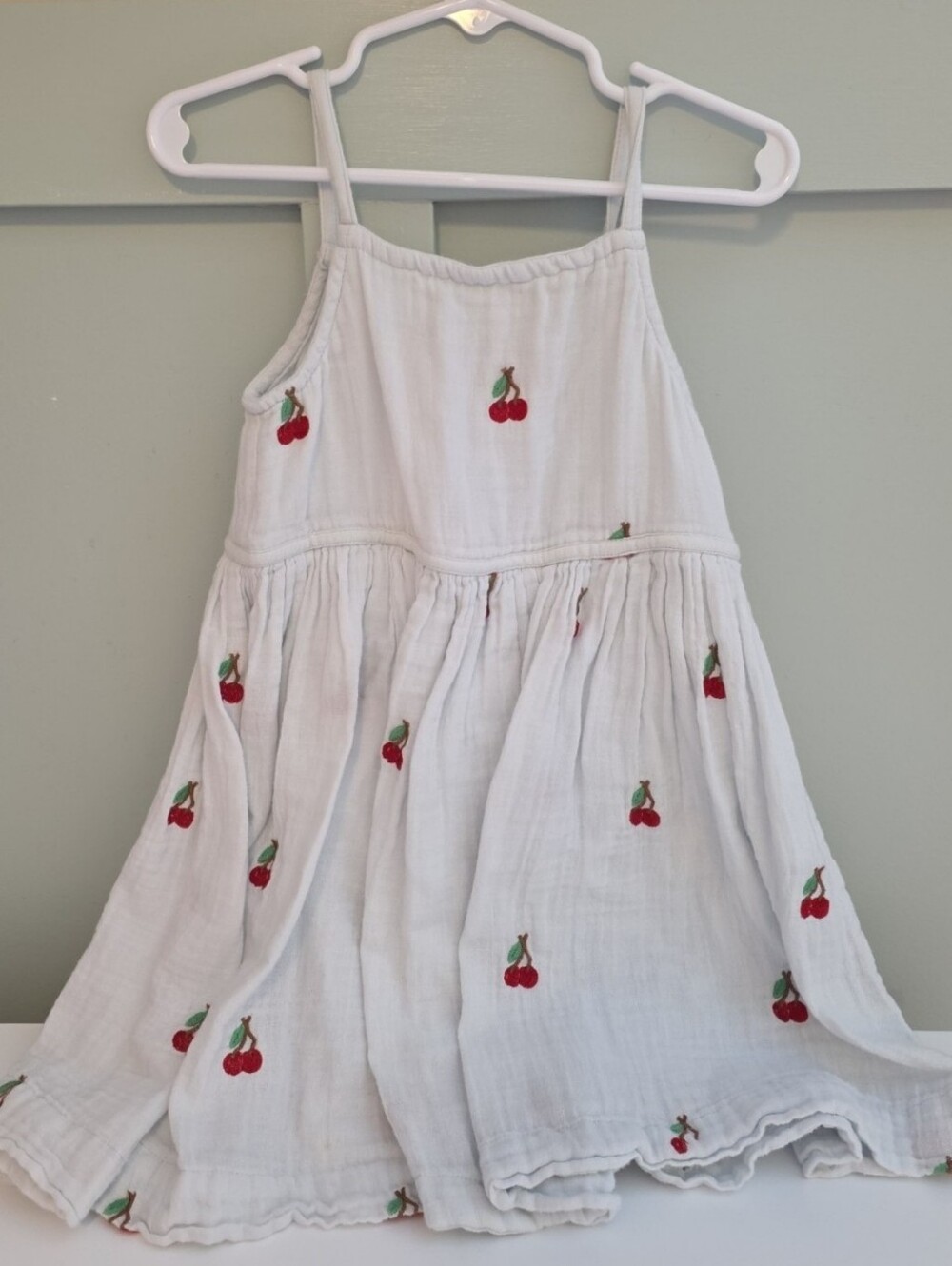 Pink Chicken Icy Blue 4y 4 Or 4t Girls' Cherry Embroidered Dress